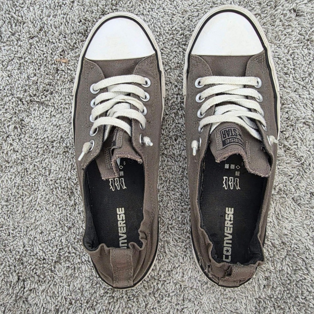 Converse Chuck Taylor All Star Shoreline Gray Canvas Slip On Sneakers Women 11